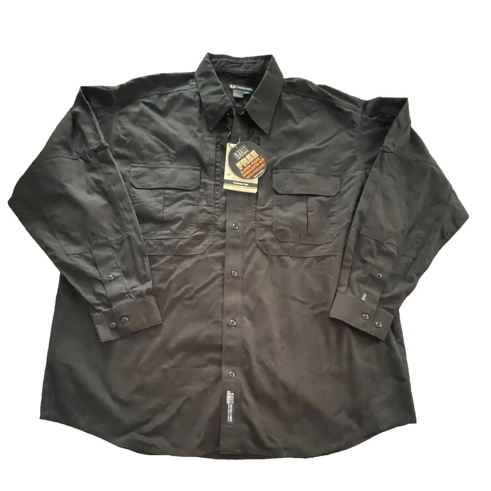 5.11 Tactical Series Shirt Mens 2XL XXL Black Long Sleeve Vented Button 511
